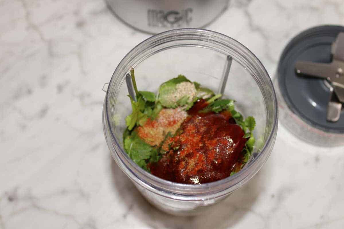chipotle mayo ingredients in a blender cup.